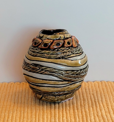 Click to view detail for SL-602 Vessel, Holey Nuggets, Porcelain $85